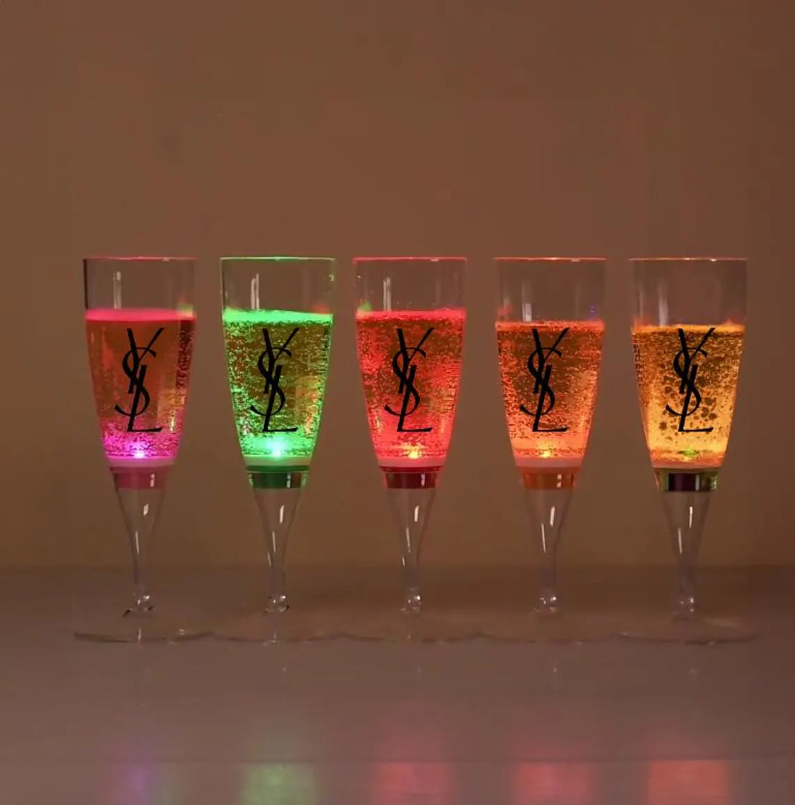 LED Liquid-Activated Personalized Champagne Flutes - Set of 6