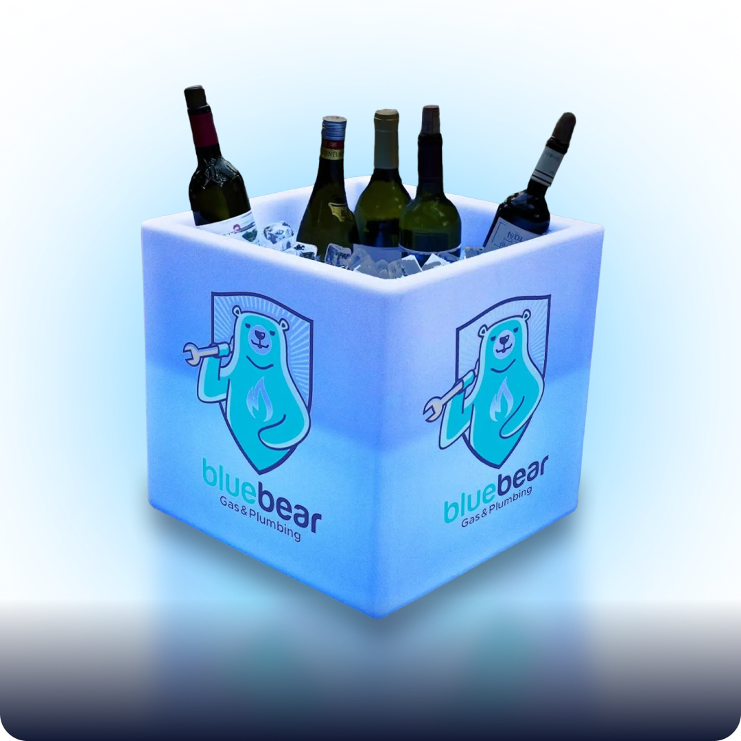 LED Custom Logo Ice Bucket - Remote Color Change & Seating