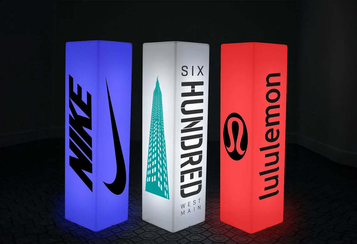 Custom LED Logo Pillar | 32" Wireless Brilliance for Any Event