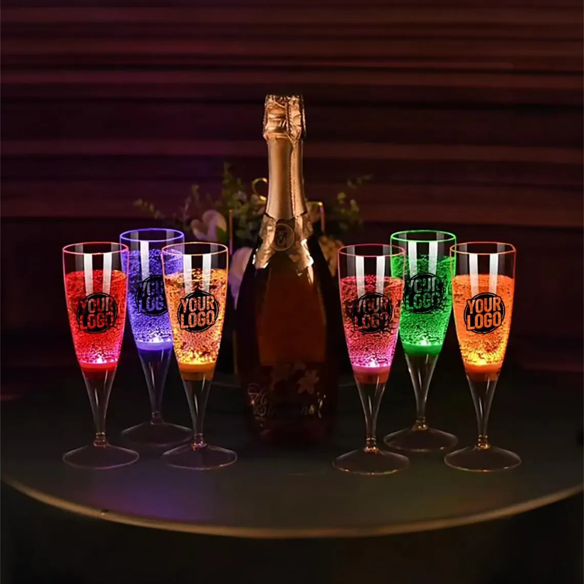 LED Liquid-Activated Personalized Champagne Flutes - Set of 6