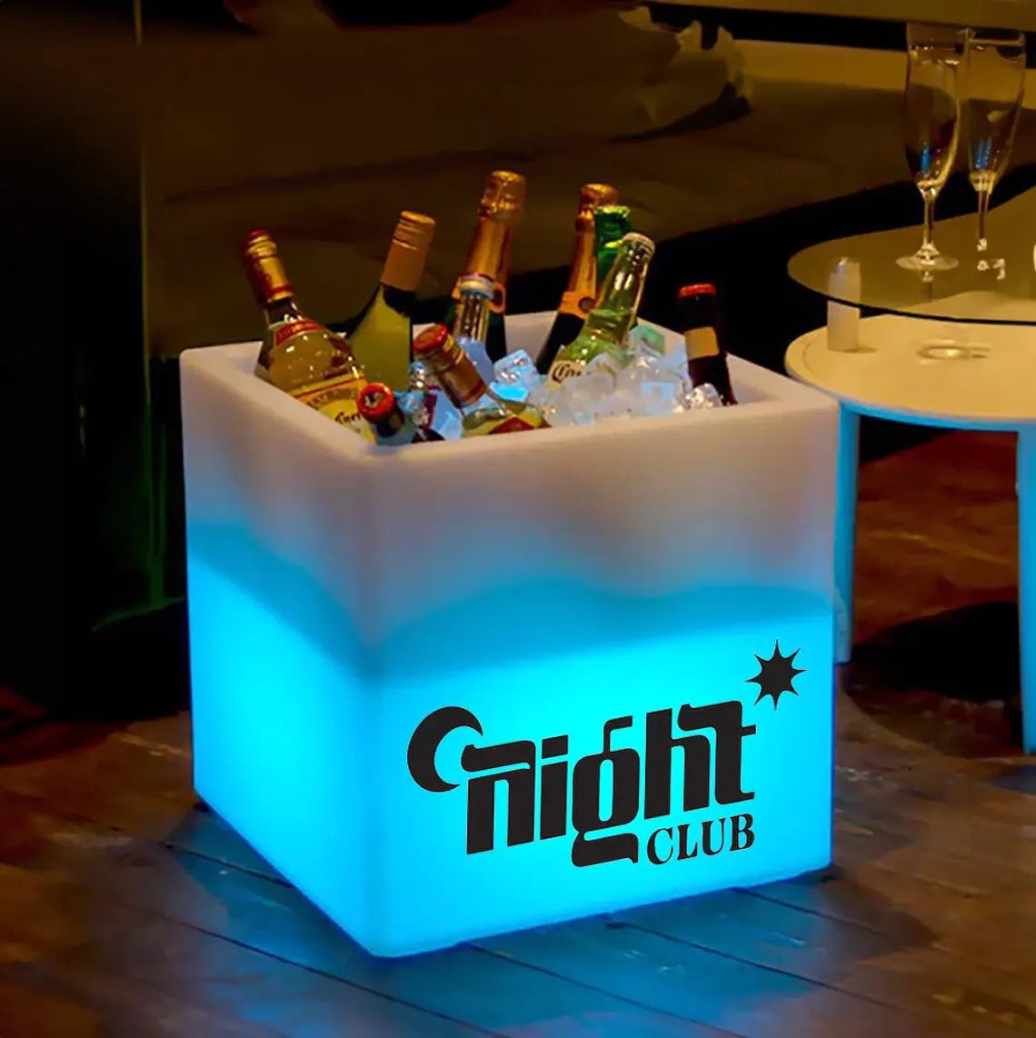 LED Custom Logo Ice Bucket - Remote Color Change & Seating