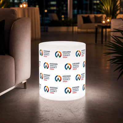 Custom LED Logo 16" Cylinder Stool - 16 Color Remote Control