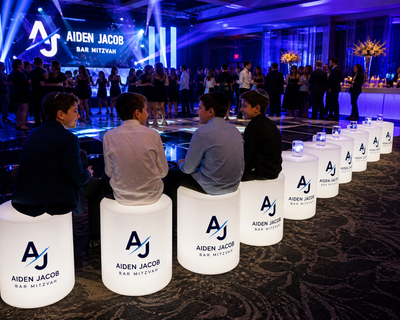 Custom LED Logo 16" Cylinder Stool - 16 Color Remote Control