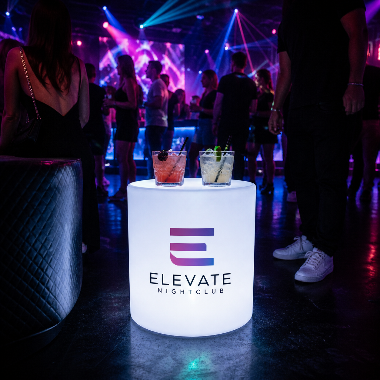 Custom LED Logo 16" Cylinder Stool - 16 Color Remote Control